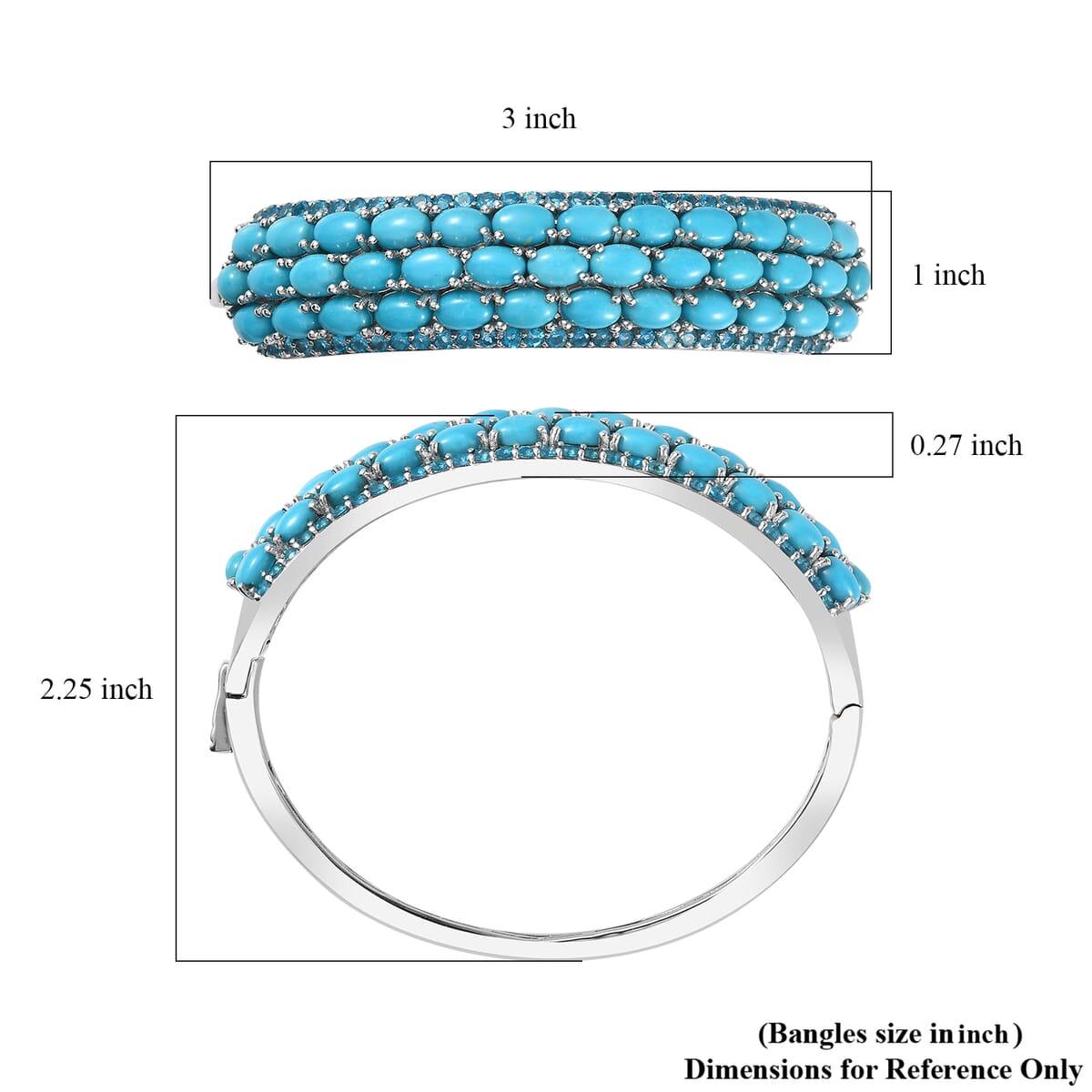 Sleeping Beauty Turquoise and Malgache Neon Apatite 18.30 ctw Cuff Bangle in Platinum Over Sterling Silver 7.25 Inches image number 5
