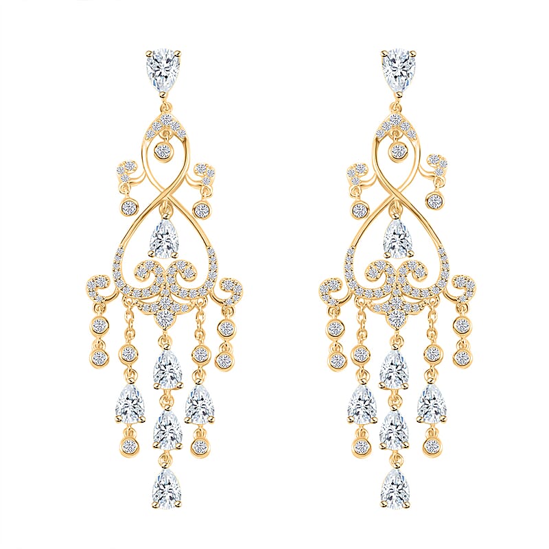 Simulated Diamond Earrings in Yellow Rhodium Over Sterling Silver 1.90 ctw