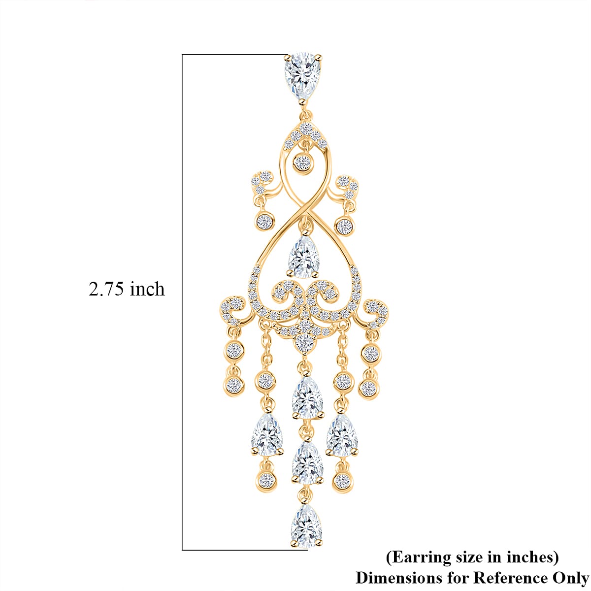 Simulated Diamond Earrings in Yellow Rhodium Over Sterling Silver 1.90 ctw