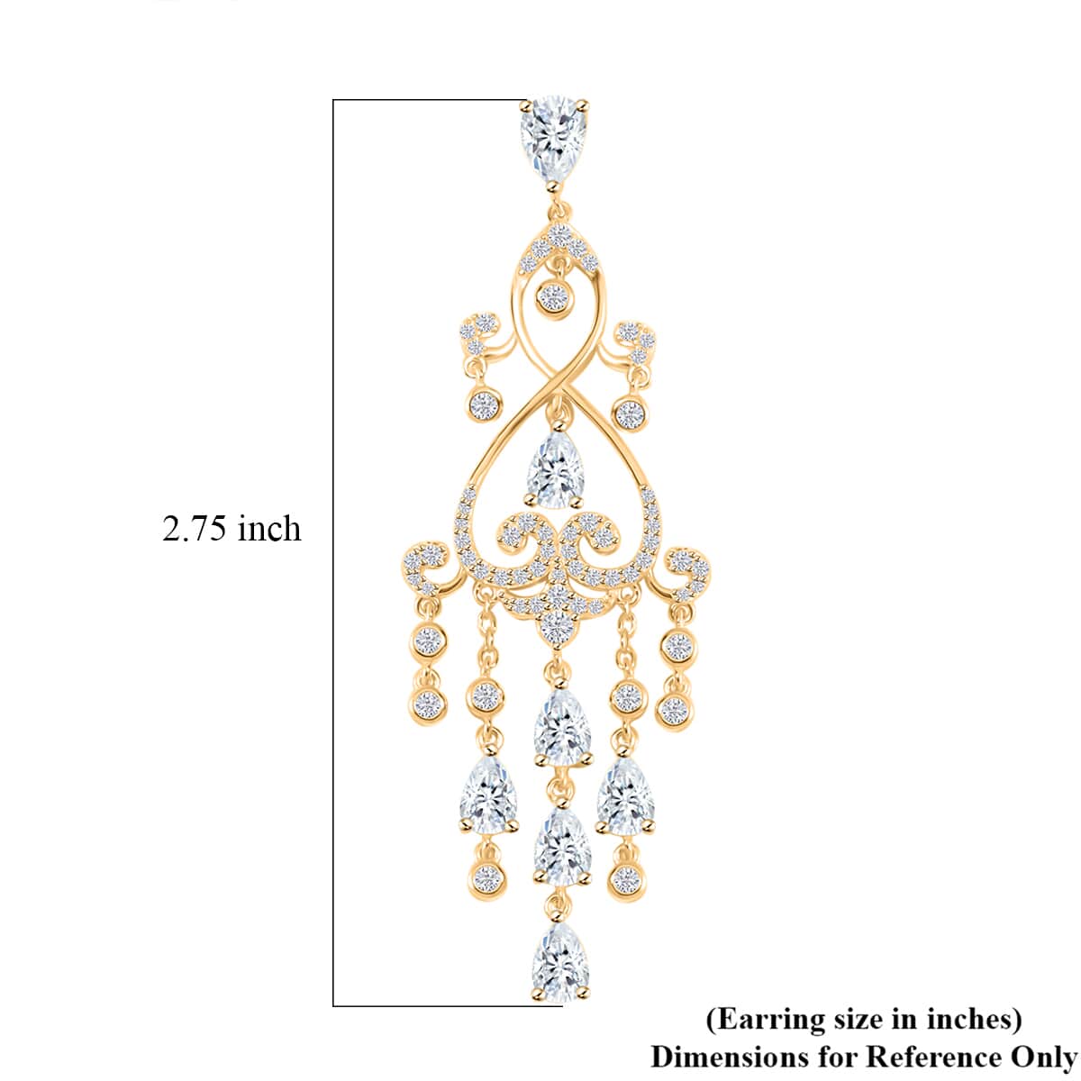 Simulated Diamond Earrings in Yellow Rhodium Over Sterling Silver 1.90 ctw image number 4