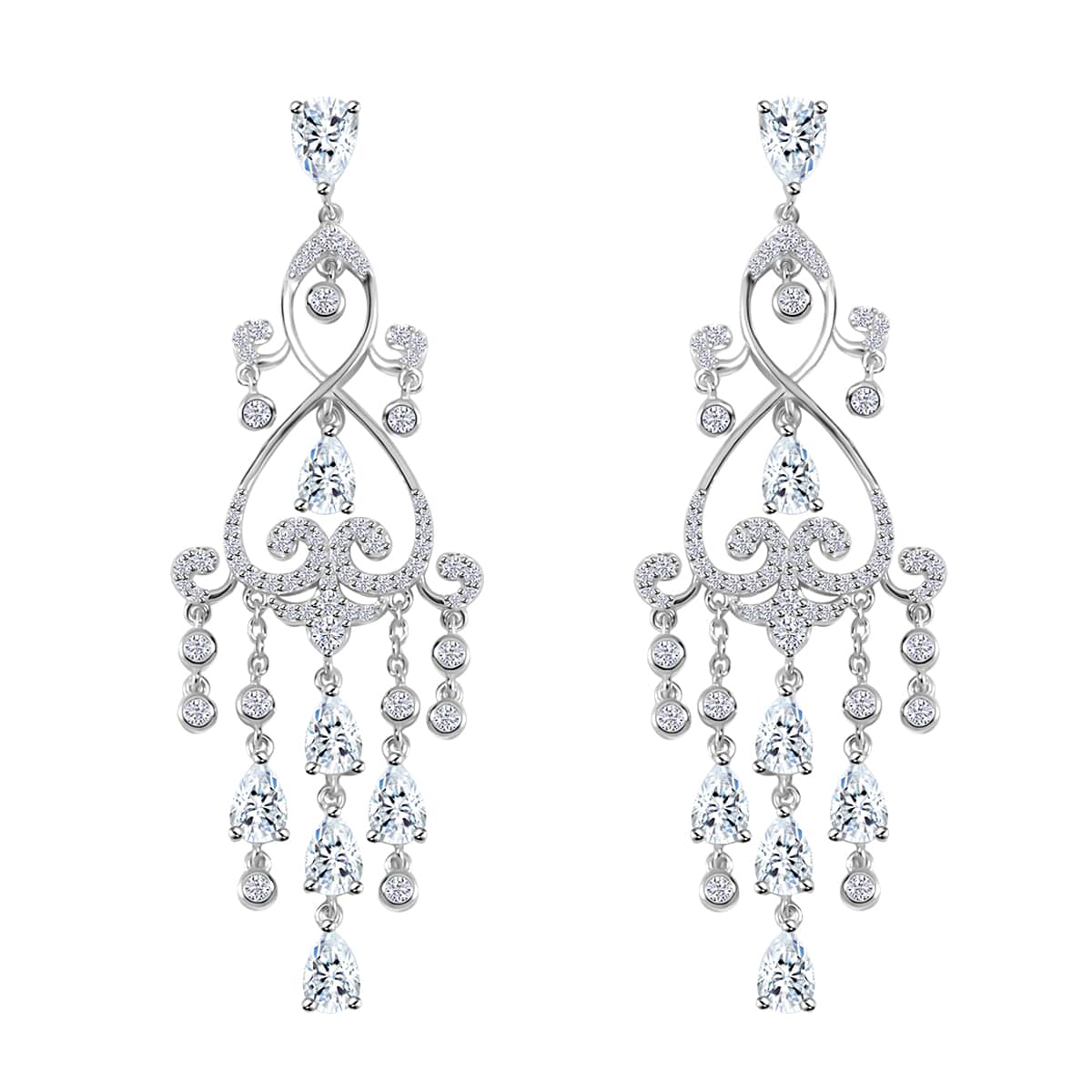 Simulated Diamond Earrings in Rhodium Over Sterling Silver 1.90 ctw image number 0