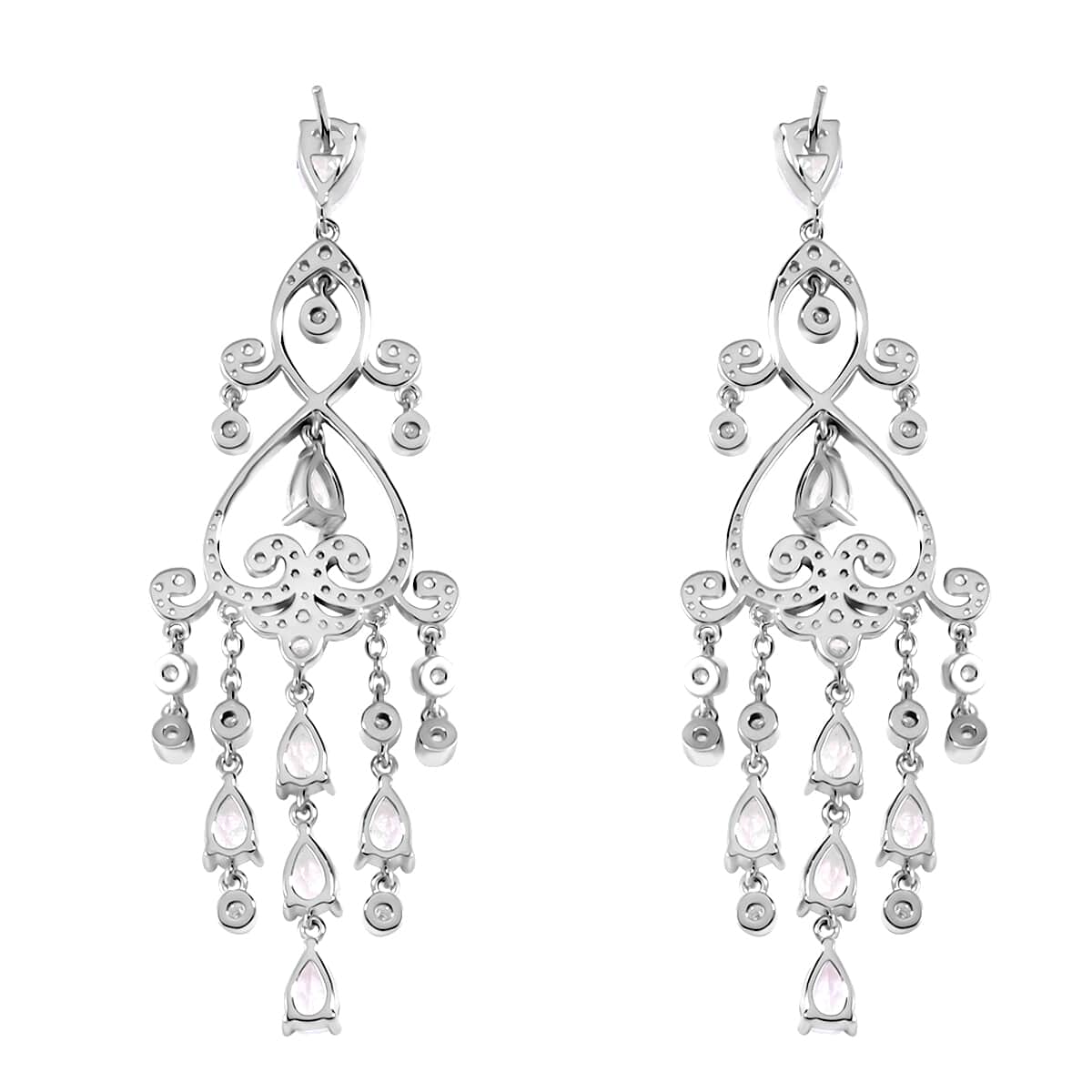 Simulated Diamond Earrings in Rhodium Over Sterling Silver 1.90 ctw image number 3