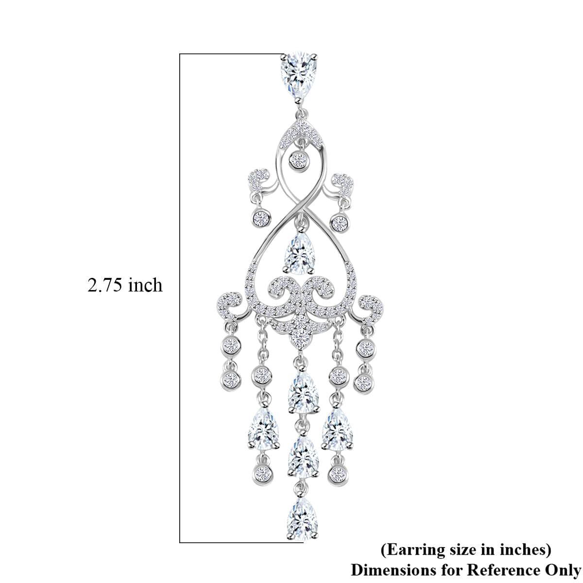 Simulated Diamond Earrings in Rhodium Over Sterling Silver 1.90 ctw image number 4