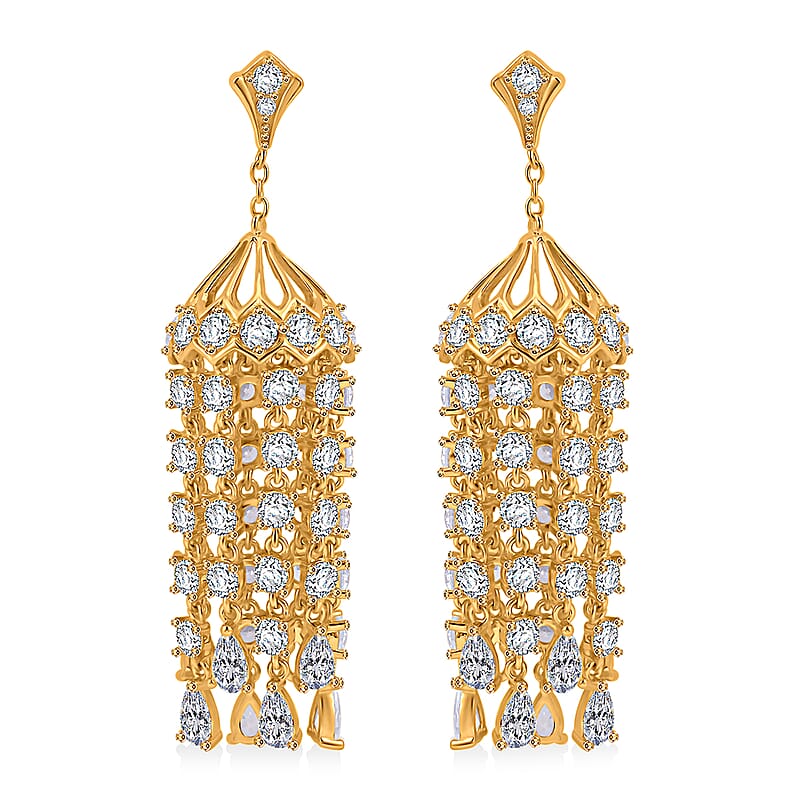 Simulated Diamond Earrings in Yellow Rhodium Over Sterling Silver 0.65 ctw