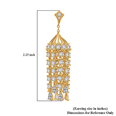 Simulated Diamond Earrings in Yellow Rhodium Over Sterling Silver 0.65 ctw