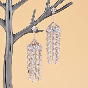 Simulated Diamond Earrings in Rhodium Over Sterling Silver 0.65 ctw