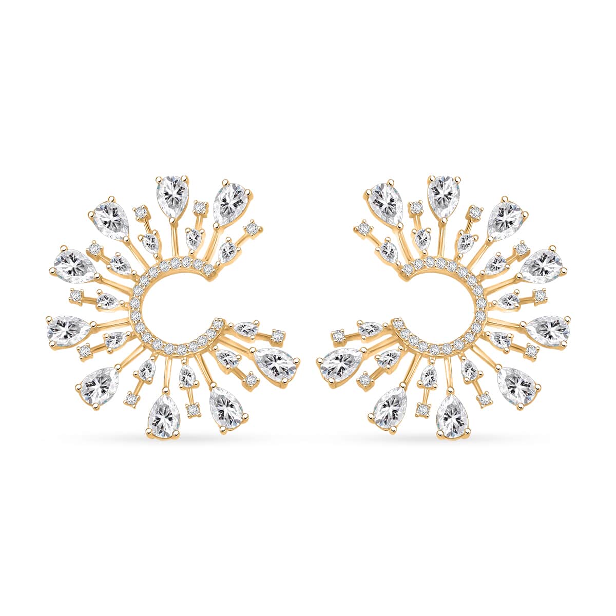 Lustro Stella Finest CZ Celestial Earrings in 14K Yellow Gold Over Sterling Silver image number 0