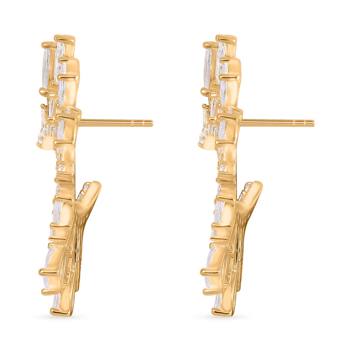 Lustro Stella Finest CZ Celestial Earrings in 14K Yellow Gold Over Sterling Silver image number 3