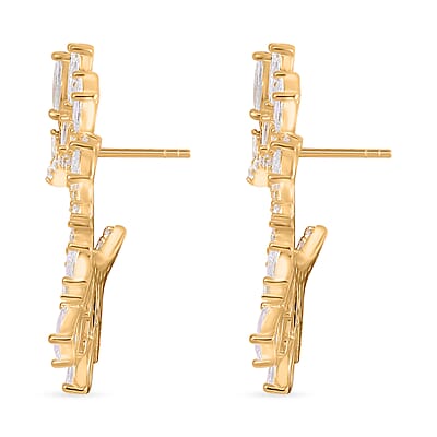 Lustro Stella Finest CZ Celestial Earrings in 14K Yellow Gold Over Sterling Silver