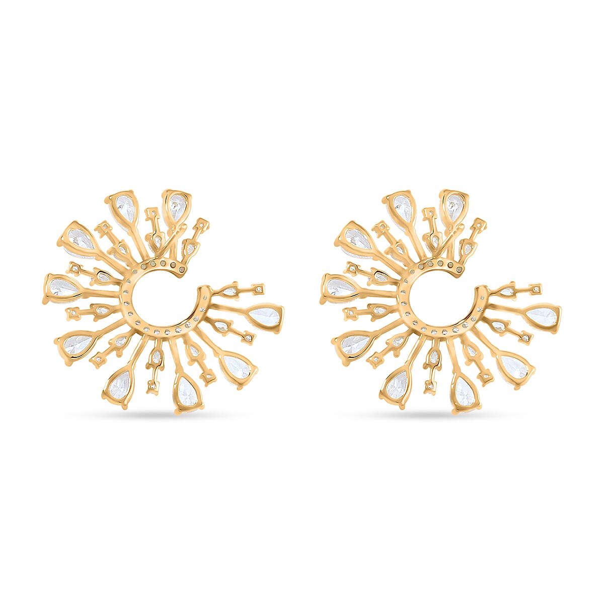 Lustro Stella Finest CZ Celestial Earrings in 14K Yellow Gold Over Sterling Silver