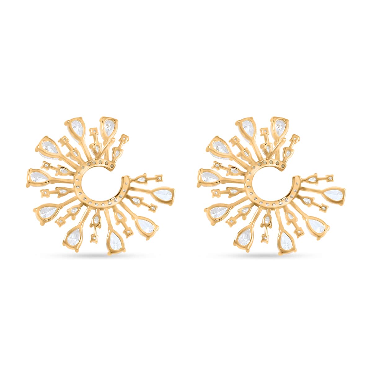 Lustro Stella Finest CZ Celestial Earrings in 14K Yellow Gold Over Sterling Silver image number 4