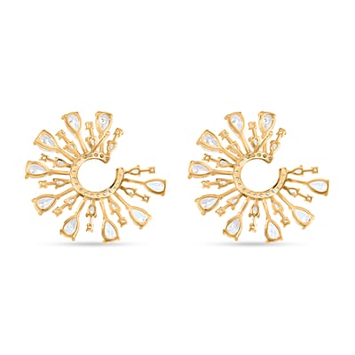 Lustro Stella Finest CZ Celestial Earrings in 14K Yellow Gold Over Sterling Silver