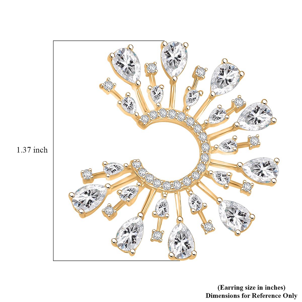 Lustro Stella Finest CZ Celestial Earrings in 14K Yellow Gold Over Sterling Silver