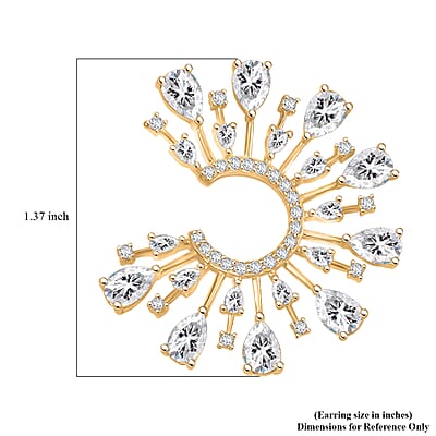 Lustro Stella Finest CZ Celestial Earrings in 14K Yellow Gold Over Sterling Silver