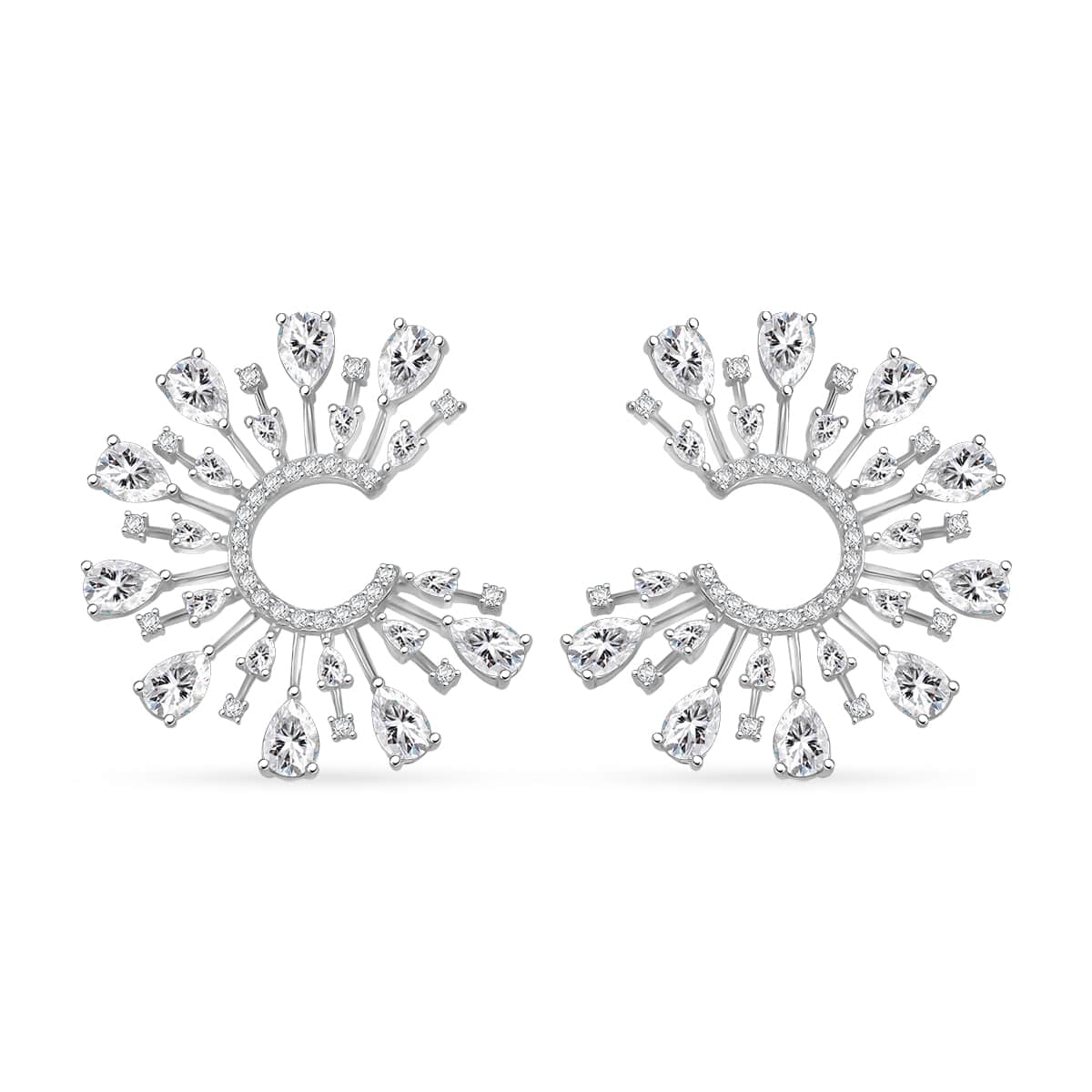 Lustro Stella Finest CZ Celestial Earrings in Rhodium Over Sterling Silver image number 0