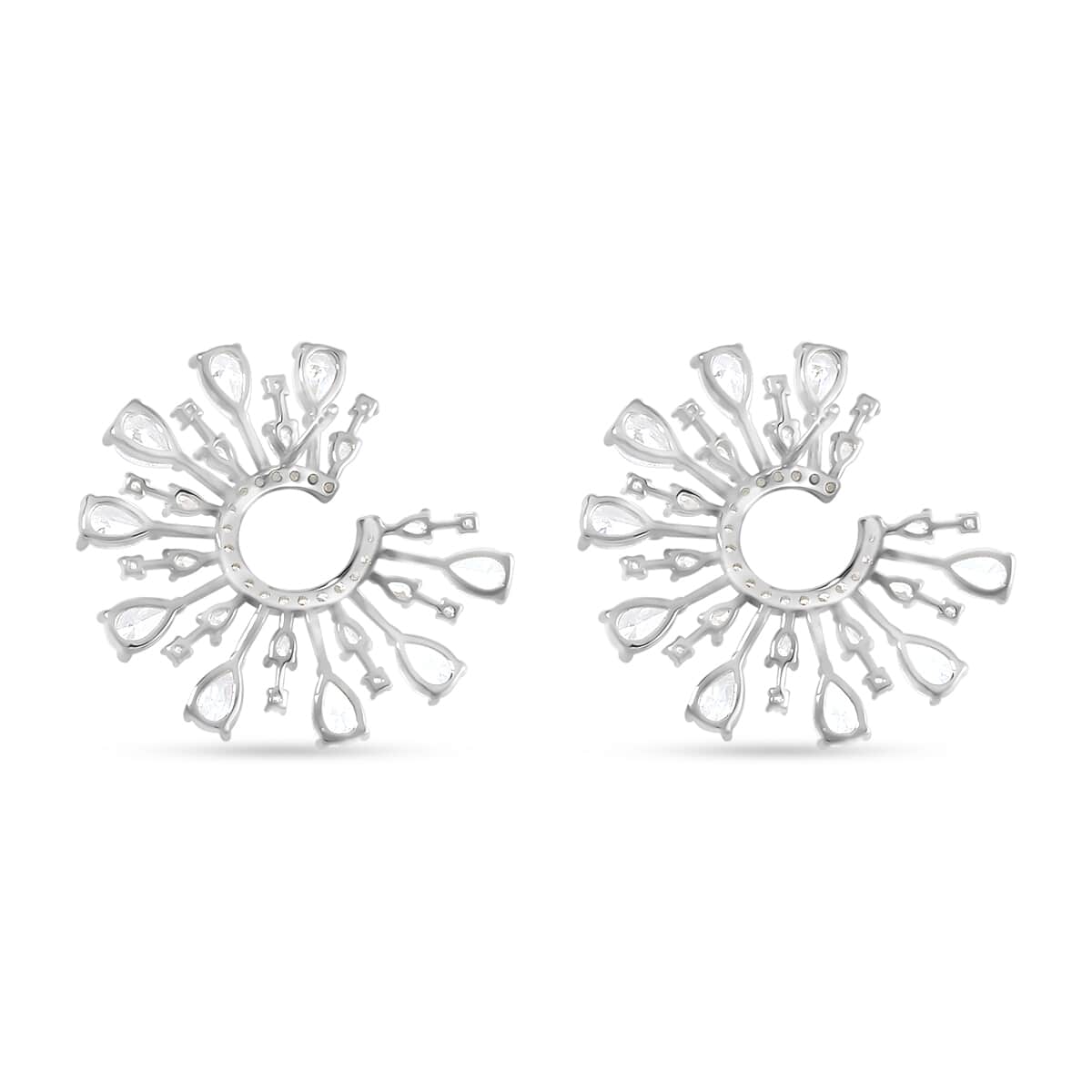 Lustro Stella Finest CZ Celestial Earrings in Rhodium Over Sterling Silver image number 4