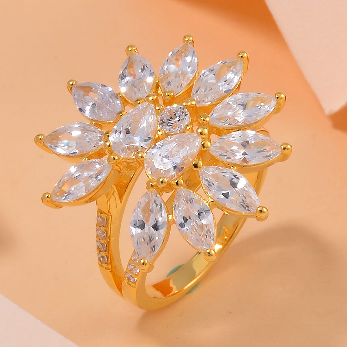 Lustro Stella Finest CZ Ring in 14K Yellow Gold Over Sterling Silver (Size 6.0) image number 1