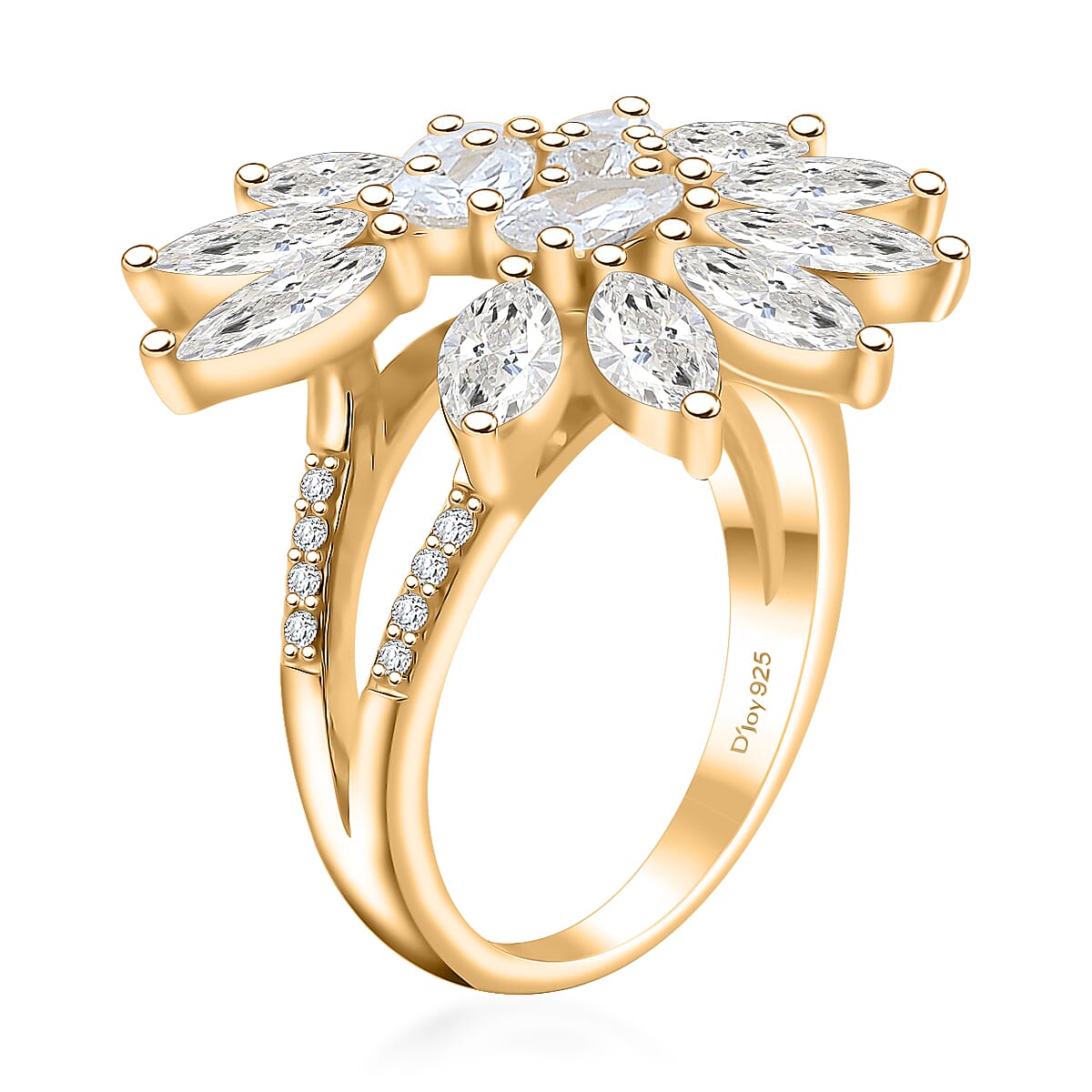 Lustro Stella Finest CZ Ring in 14K Yellow Gold Over Sterling Silver (Size 6.0) image number 3
