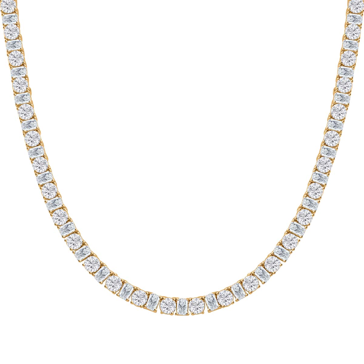 Lustro Stella Finest CZ Tennis Necklace (18 Inches) in 14K YG Over Sterling Silver 2.25 ctw image number 0