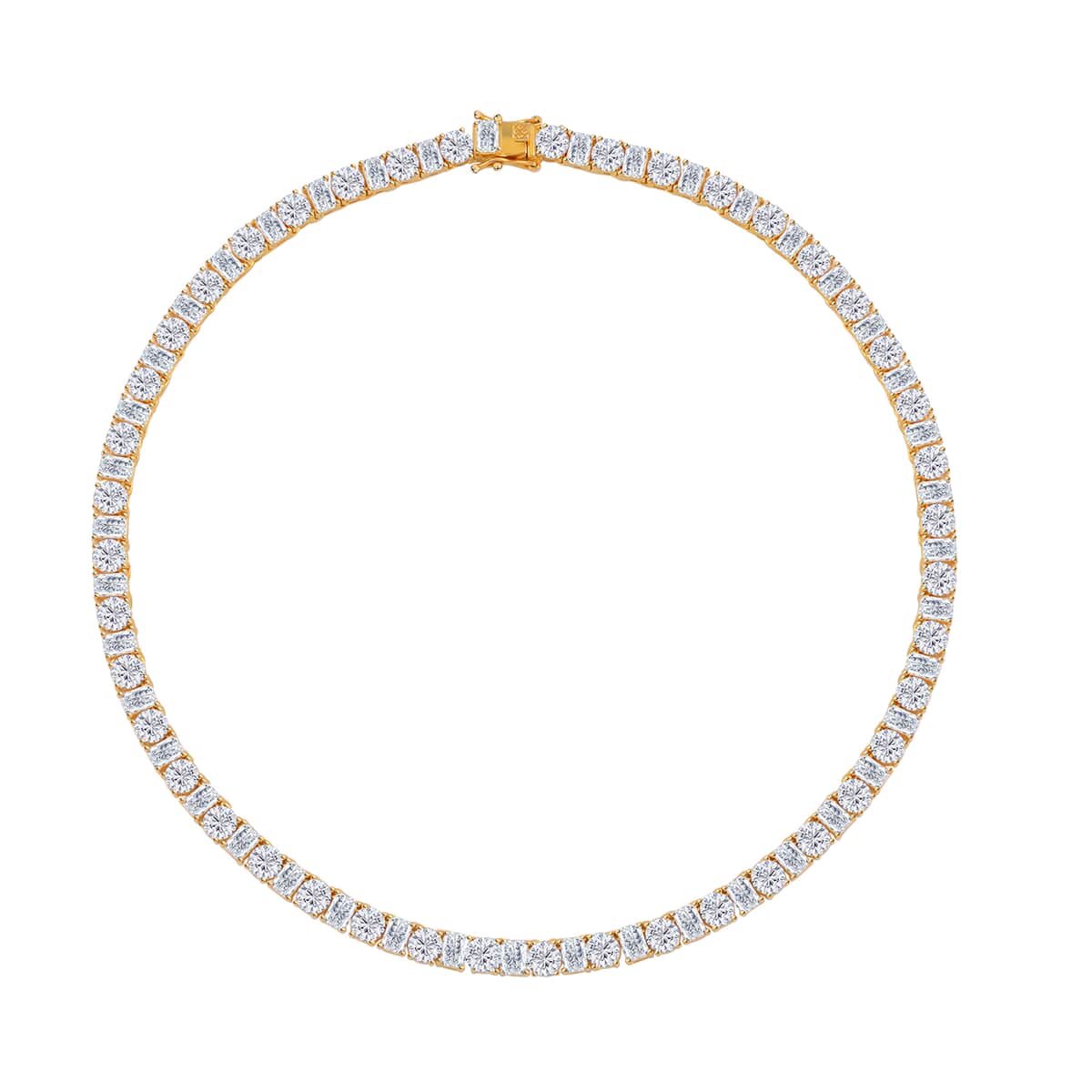 Lustro Stella Finest CZ Tennis Necklace in 14K Yellow Gold Over Sterling Silver 18 Inches image number 2