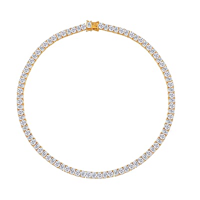 Lustro Stella Finest CZ Tennis Necklace in 14K Yellow Gold Over Sterling Silver 18 Inches