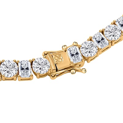 Lustro Stella Finest CZ Tennis Necklace in 14K Yellow Gold Over Sterling Silver 18 Inches