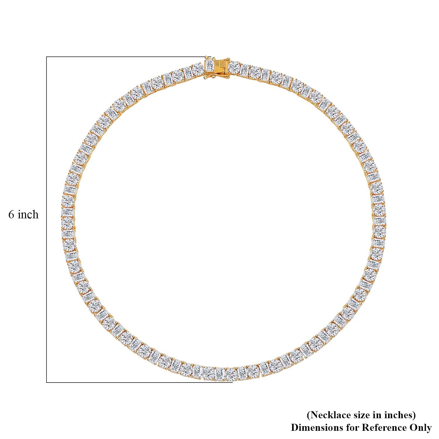 Lustro Stella Finest CZ Tennis Necklace in 14K Yellow Gold Over Sterling Silver 18 Inches