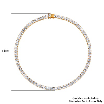 Lustro Stella Finest CZ Tennis Necklace in 14K Yellow Gold Over Sterling Silver 18 Inches
