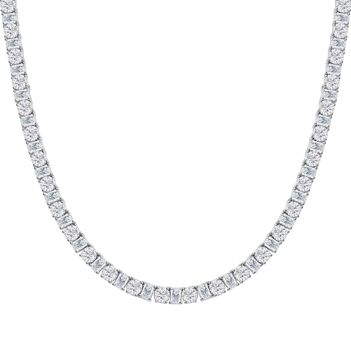 Lustro Stella Finest CZ Tennis Necklace in Rhodium Over Sterling Silver 18 Inches image number 0