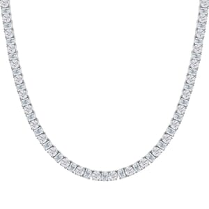Lustro Stella Finest CZ Tennis Necklace in Rhodium Over Sterling Silver 18 Inches