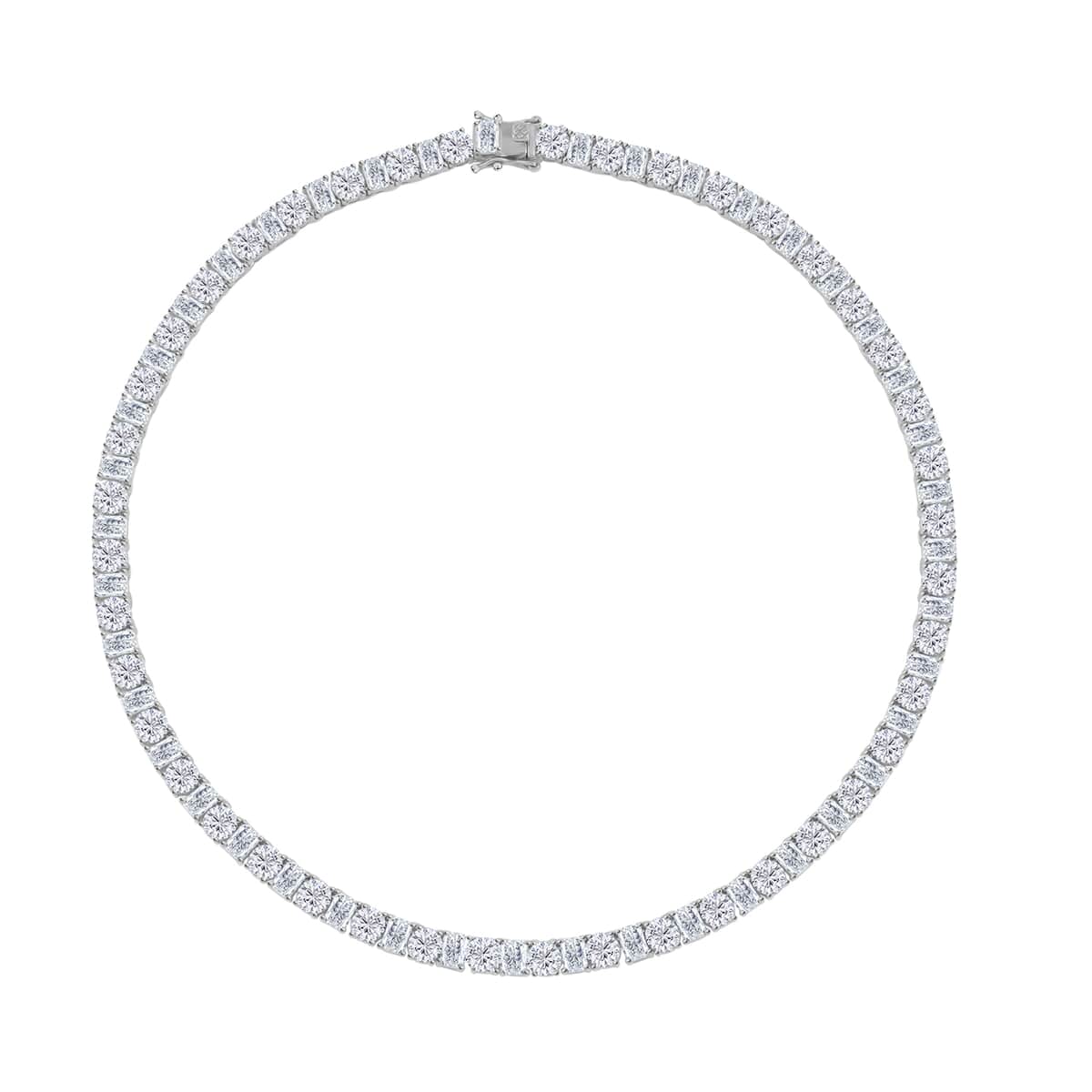 Lustro Stella Finest CZ Tennis Necklace in Rhodium Over Sterling Silver 18 Inches image number 2