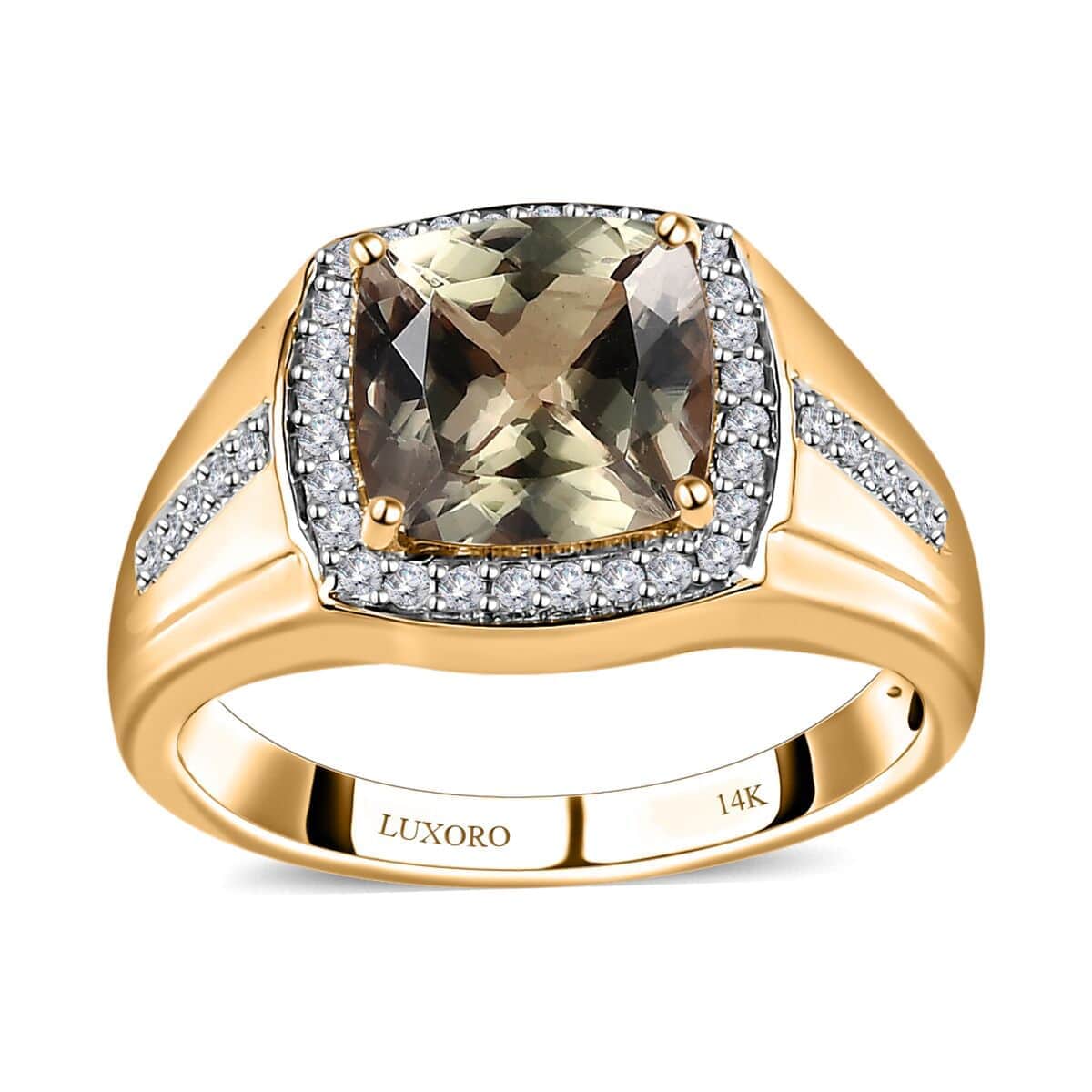 Luxoro 14K Yellow Gold AAA Turkizite and G-H I2 Diamond Men's Ring (Size 10.0) 6 Grams 4.00 ctw image number 0