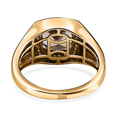 Luxoro 14K Yellow Gold AAA Turkizite and G-H I2 Diamond Men's Ring (Size 10.0) 6 Grams 4.00 ctw