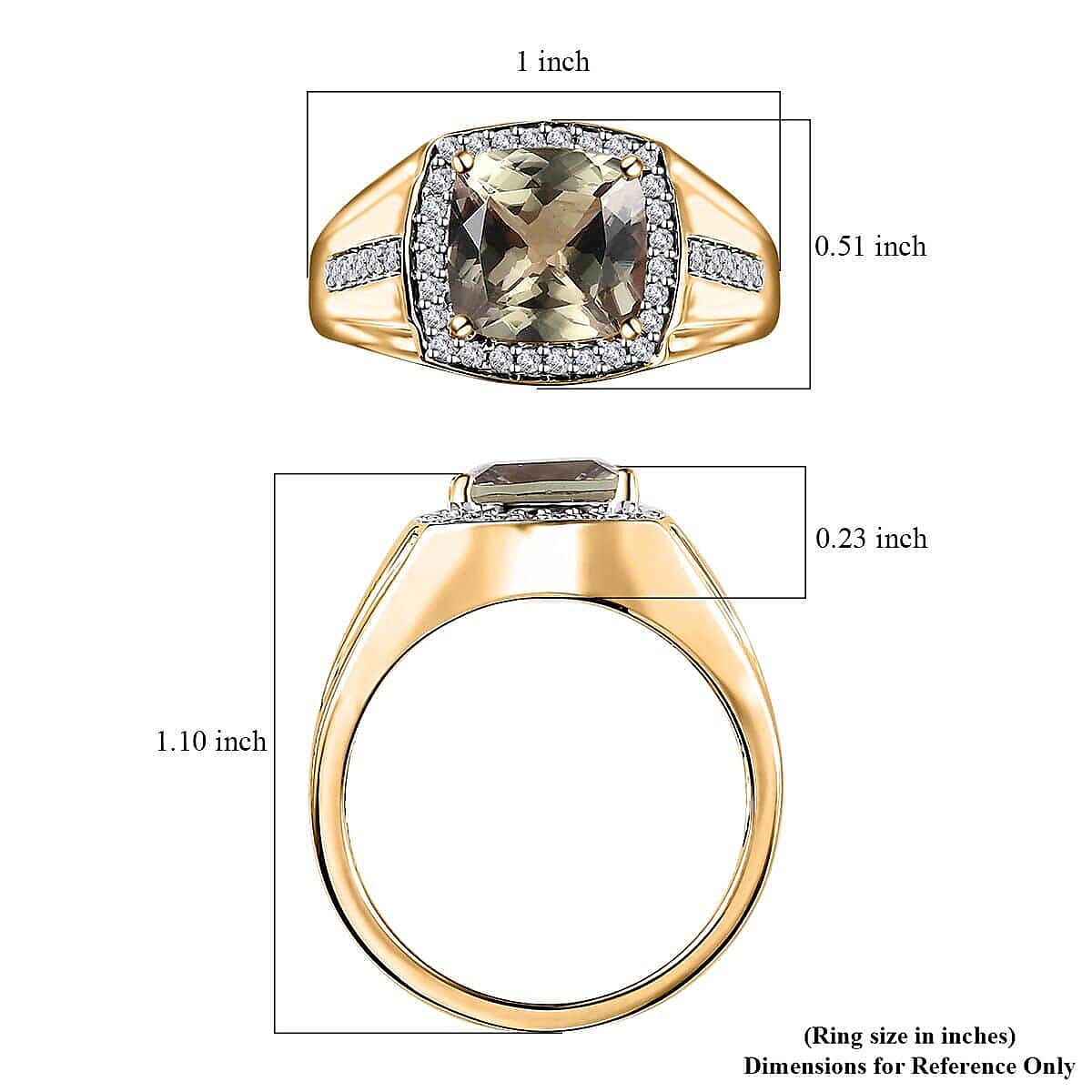 Luxoro 14K Yellow Gold AAA Turkizite and G-H I2 Diamond Men's Ring (Size 10.0) 6 Grams 4.00 ctw