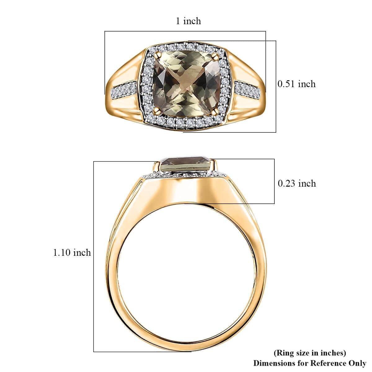 Luxoro 14K Yellow Gold AAA Turkizite and G-H I2 Diamond Men's Ring (Size 10.0) 6 Grams 4.00 ctw image number 5