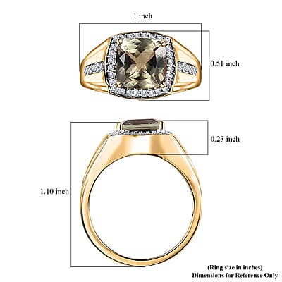 Luxoro 14K Yellow Gold AAA Turkizite and G-H I2 Diamond Men's Ring (Size 10.0) 6 Grams 4.00 ctw