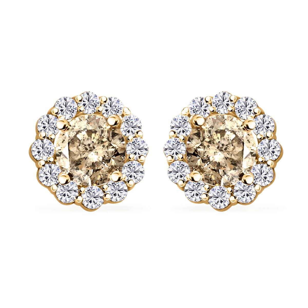 Modani 14K Yellow Gold Diamond Halo Stud Earrings 1.40 ctw image number 0