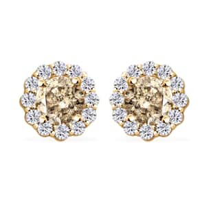 Modani 14K Yellow Gold Diamond Halo Stud Earrings 1.40 ctw