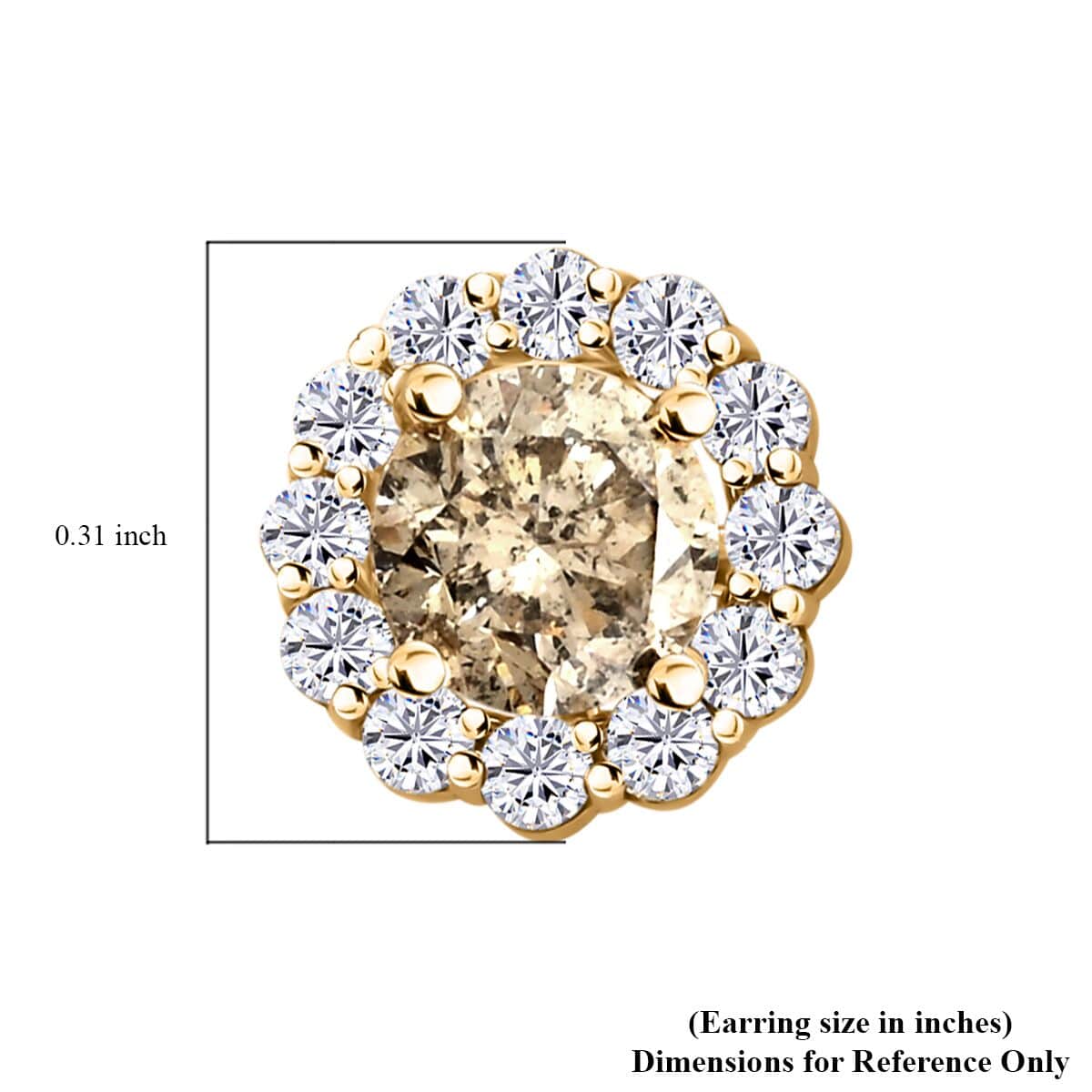 Modani 14K Yellow Gold Diamond Halo Stud Earrings 1.40 ctw image number 4