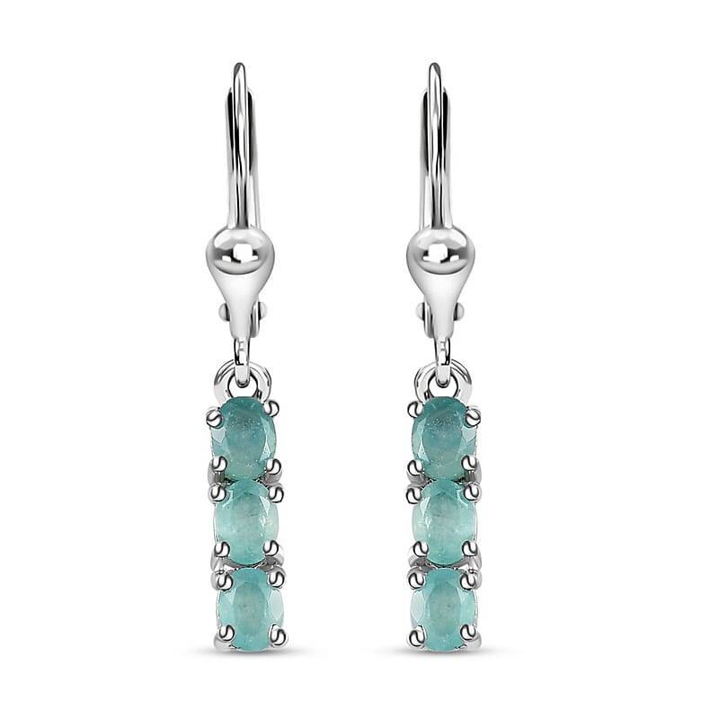 Grandidierite Lever Back Earrings in Platinum Over Sterling Silver 1.00 ctw