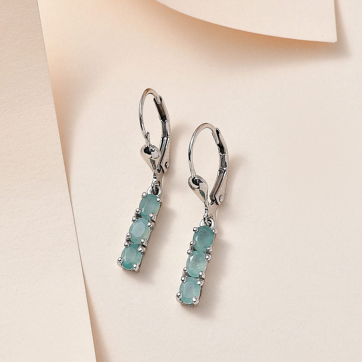 Grandidierite Lever Back Earrings in Platinum Over Sterling Silver 1.00 ctw image number 1