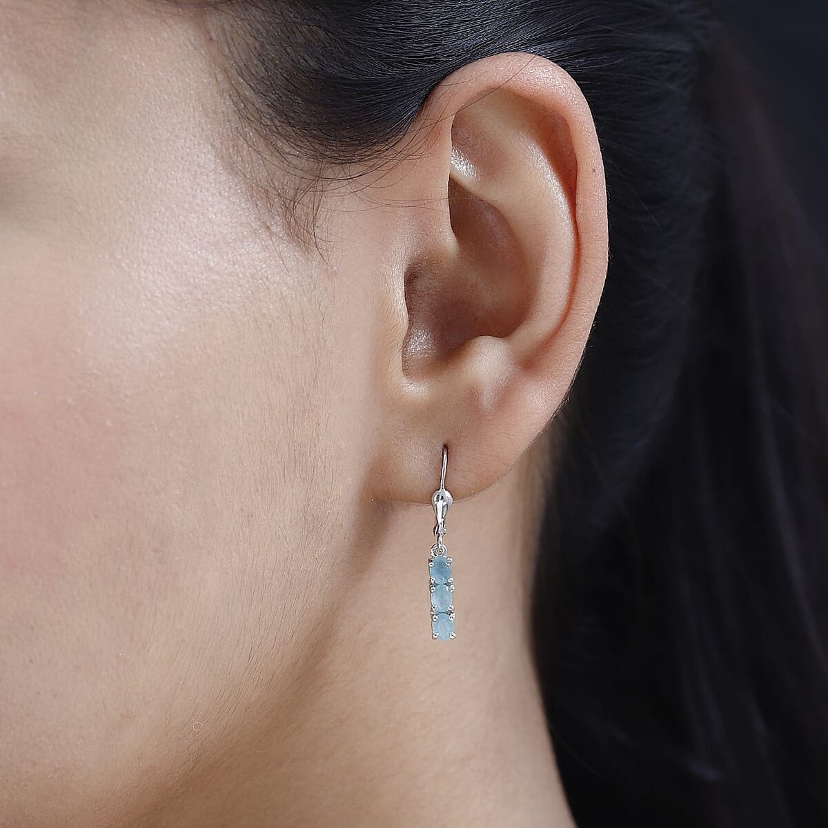 Grandidierite Lever Back Earrings in Platinum Over Sterling Silver 1.00 ctw image number 2