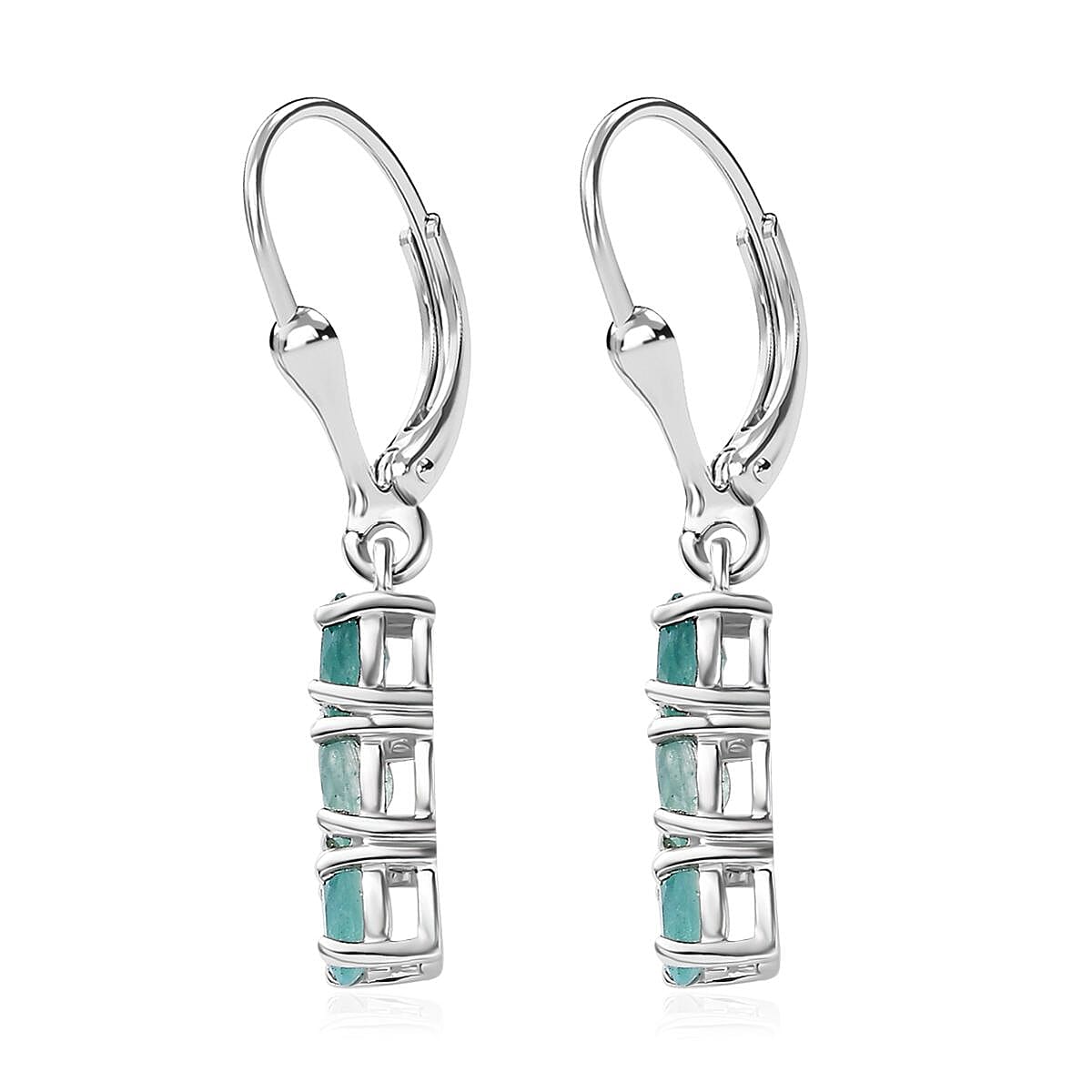 Grandidierite Lever Back Earrings in Platinum Over Sterling Silver 1.00 ctw image number 3