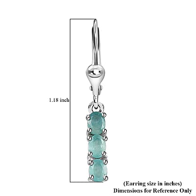 Grandidierite Lever Back Earrings in Platinum Over Sterling Silver 1.00 ctw