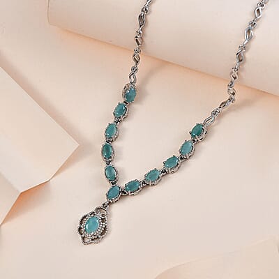 Grandidierite Necklace 18-20 Inches in Platinum Over Sterling Silver 2.50 ctw