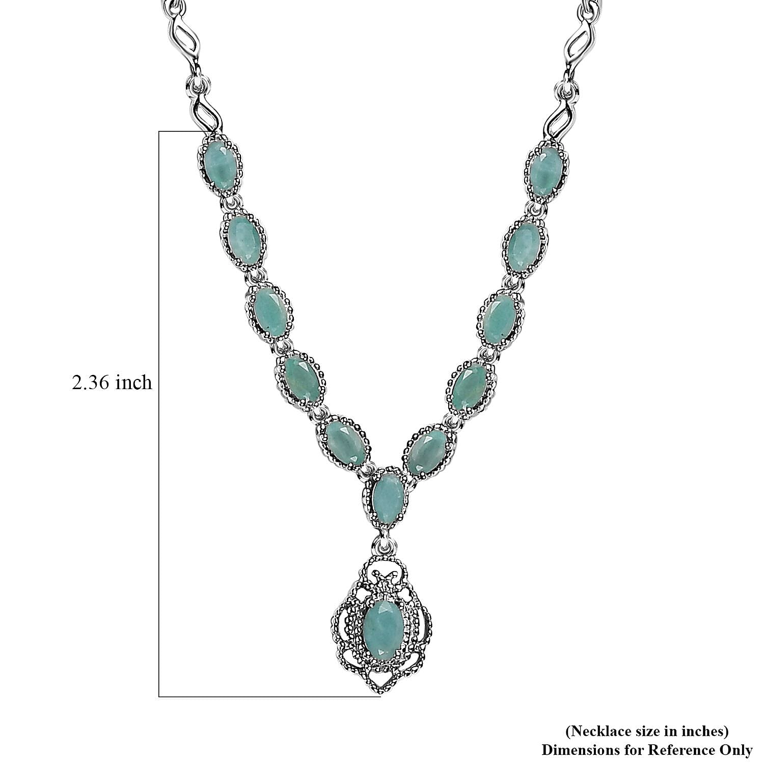 Grandidierite Necklace 18-20 Inches in Platinum Over Sterling Silver 2.50 ctw