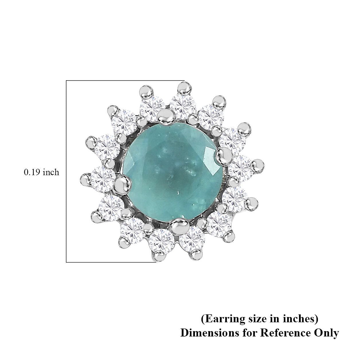D'Joy Grandidierite and White Zircon Sunburst Stud Earrings in Platinum Over Sterling Silver 1.40 ctw