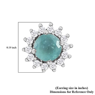 D'Joy Grandidierite and White Zircon Sunburst Stud Earrings in Platinum Over Sterling Silver 1.40 ctw
