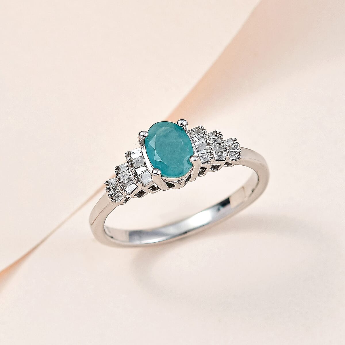 Grandidierite and Diamond Ring in Platinum Over Sterling Silver (Size 10.0) 1.00 ctw image number 1