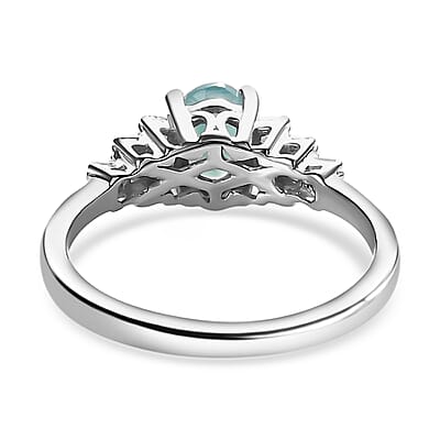 Grandidierite and Diamond Ring in Platinum Over Sterling Silver (Size 10.0) 1.00 ctw